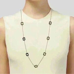 KATE SPADE New York Gold Plated Cutout Logo Station Necklace